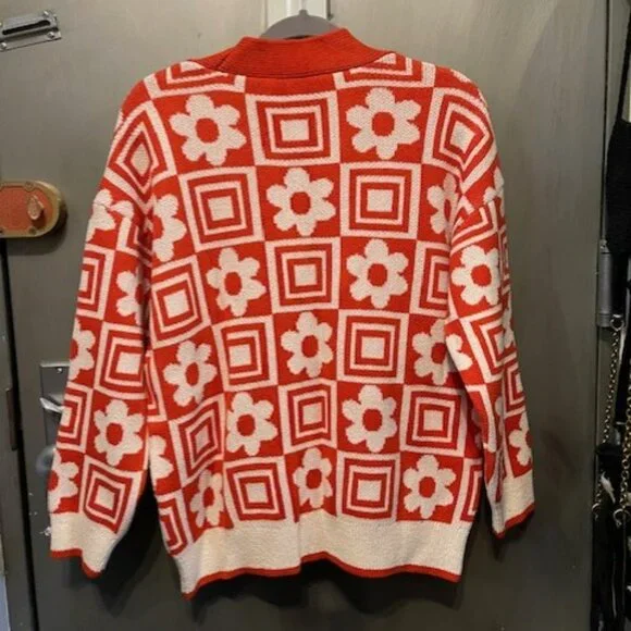 RETRO KNIT JACQUARD FLORAL CARDIGAN - Picture 10 of 16